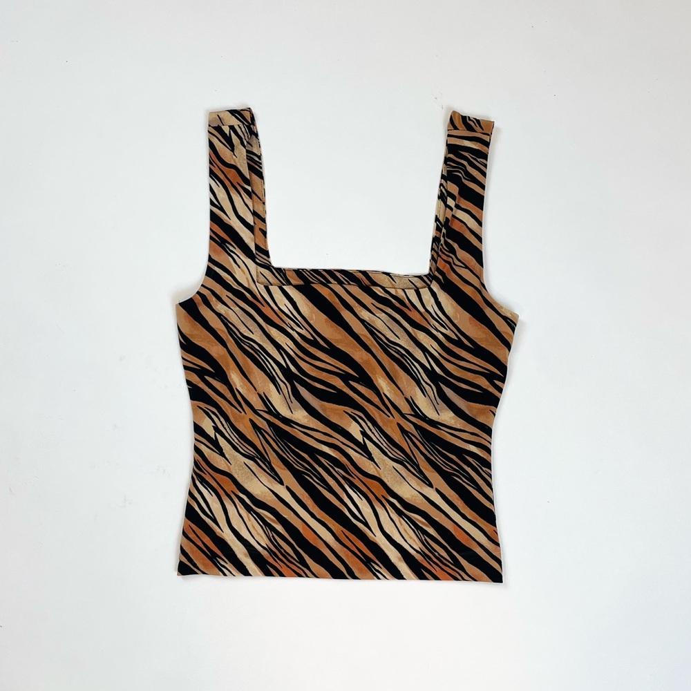 COPY - Leith Tiger Print Square Neck Crop Top